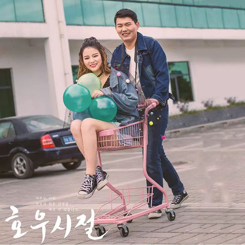 장바구니 카트 캐리어 대형마트용 접이식 마트카트 장보기 핑크레드 - 상세 이미지 4