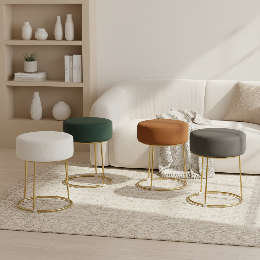 피카소 골드벨벳 인테리어 디자인 카페 원형 다용도 화장대 스툴의자