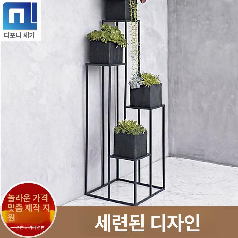 화분 진열대 다용도 난간 거치대 철제 발코니 선반 40 x 40 100cm 나무 화분 4개 포함 - 상세 이미지 2