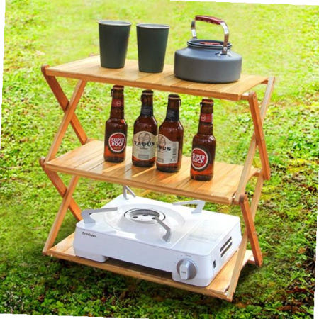 캠핑용품 캠핑 테이블 선반 우드 쉘프 3단 일반형 E3