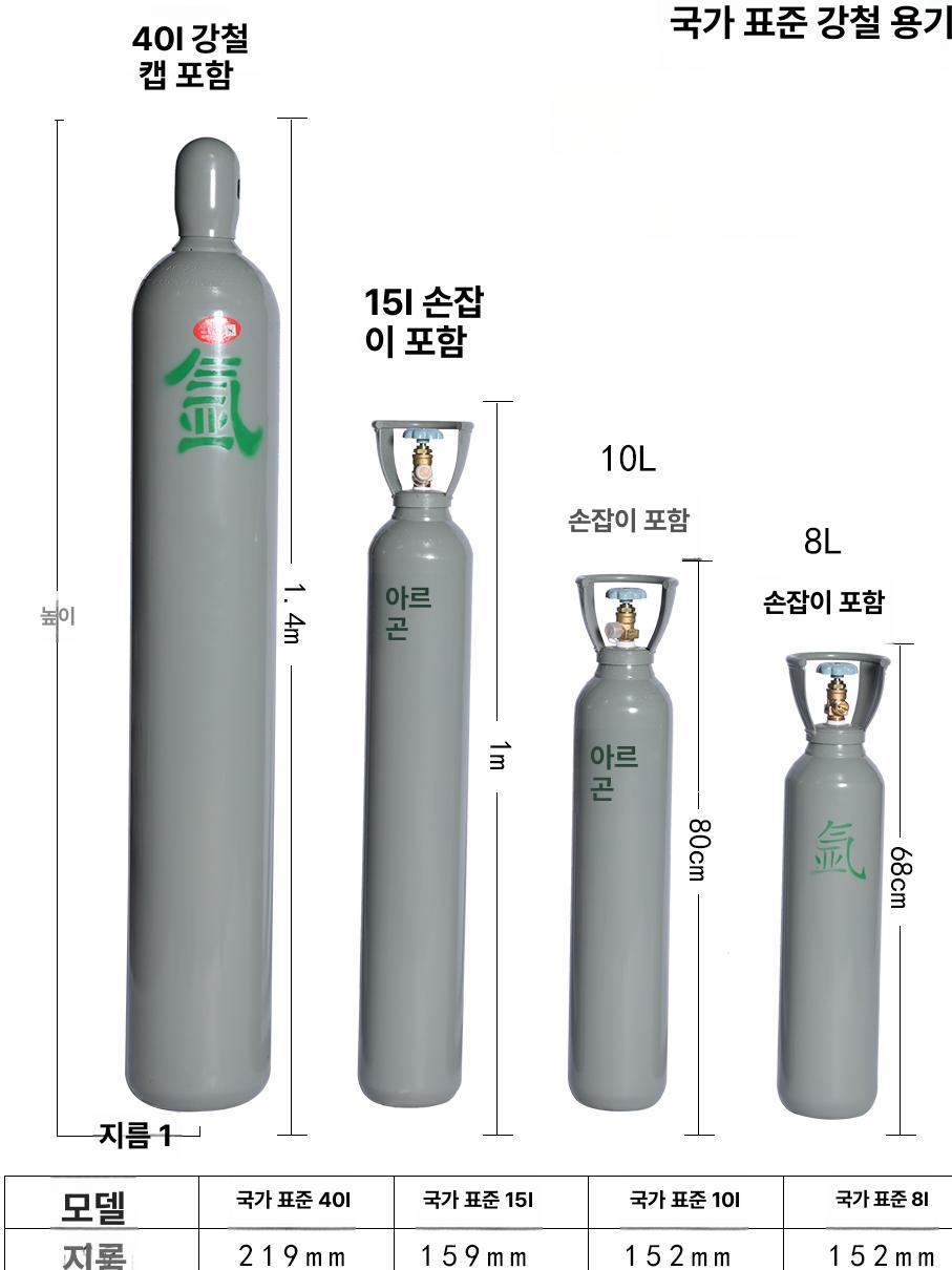 공업 실린더 공병 보관통 산소통 가능 용접 8L 가스통 공장 표준 아르곤 실린더 8L - 상세 이미지 3