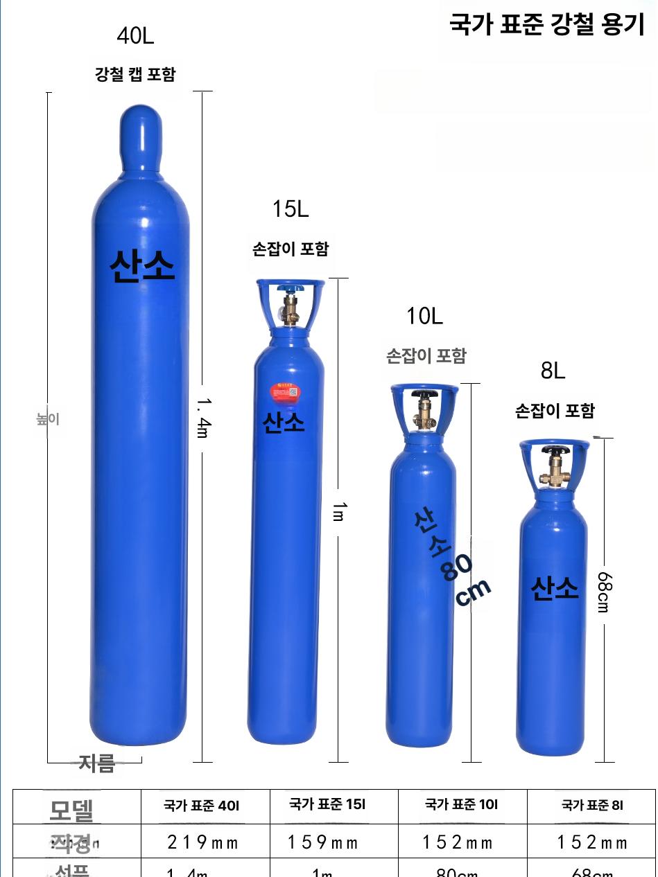 공업 실린더 공병 보관통 산소통 가능 용접 8L 가스통 공장 표준 아르곤 실린더 8L - 상세 이미지 4