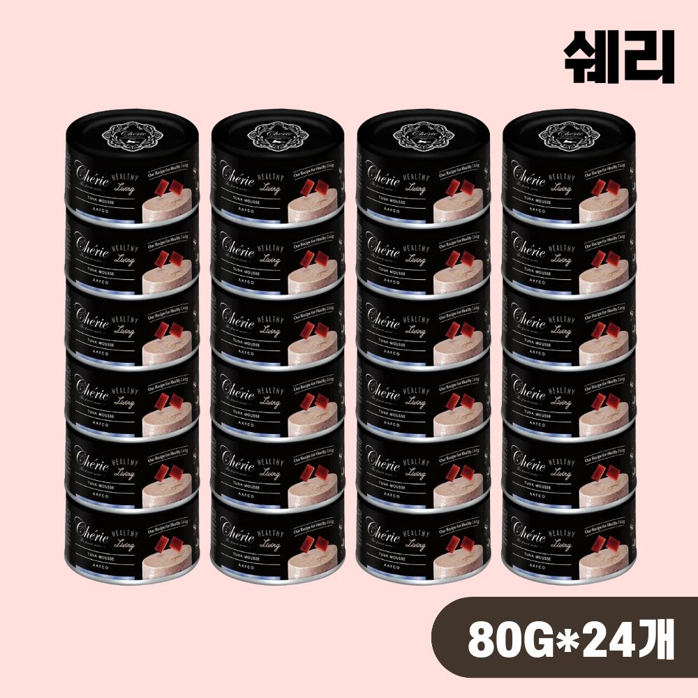 쉐리 블랙라벨 무스 캔 고양이 주식캔 습식 참치, 80g, 24개 - 상품 이미지
