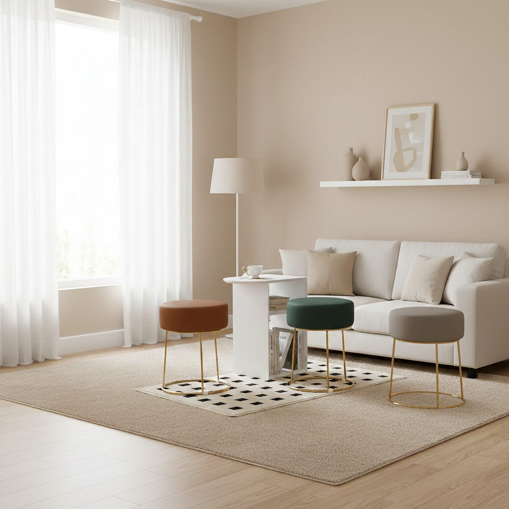 피카소 골드벨벳 인테리어 디자인 카페 원형 다용도 화장대 스툴의자