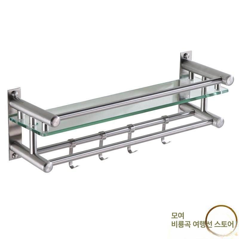 수건 거치대 코너 수납선반 타올 정리대 흡착식 싱글바 1칸 60cm - 상세 이미지 5