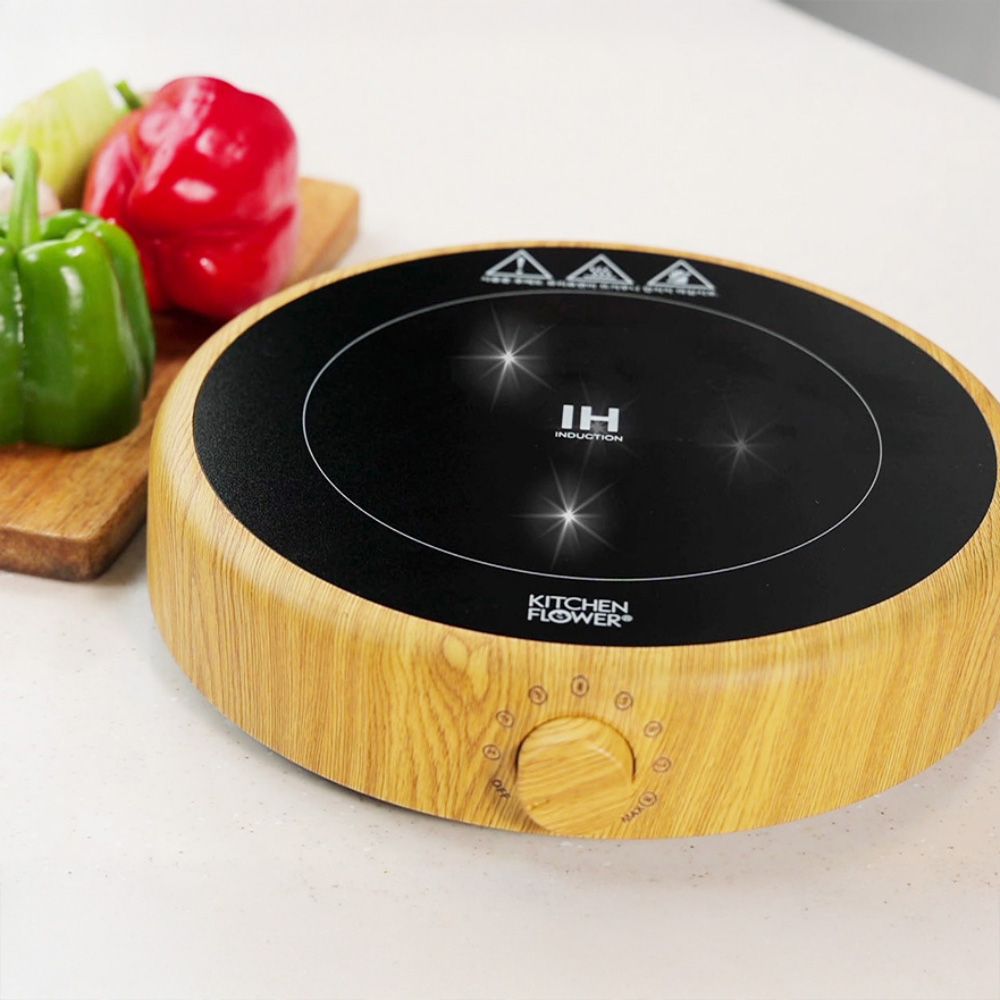 키친플라워 원형 인덕션 우드 국내산 후라이팬 1인 휴대용인덕션