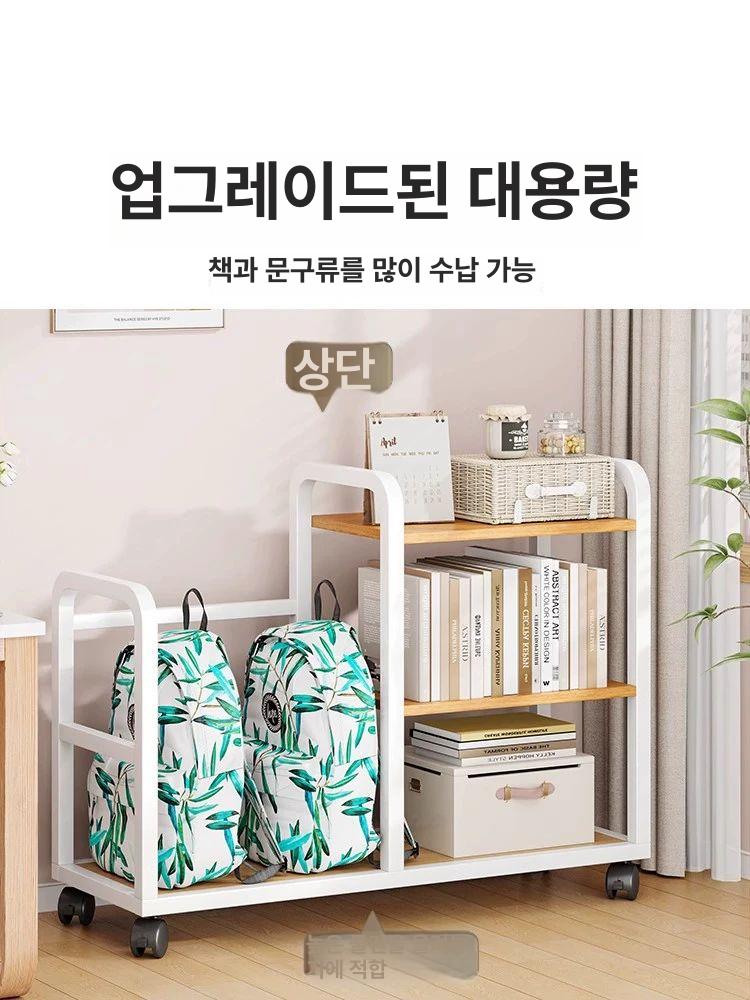 책가방정리대 가방장 수납장 투명 통나무 수납함 3단 내추럴 우드 - 상세 이미지 2