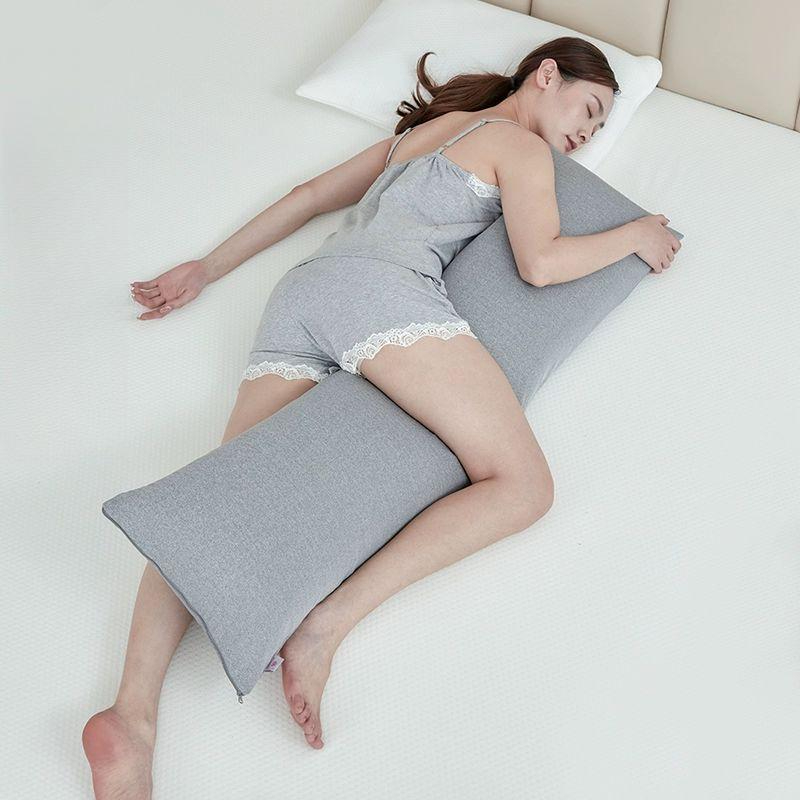 베개 피그먼트 컬러 임산부용 긴쿠션 워싱 원단 누빔 롱 라이트그레이 팬텀 롱 베개 127cm 수집가 - 상품 이미지