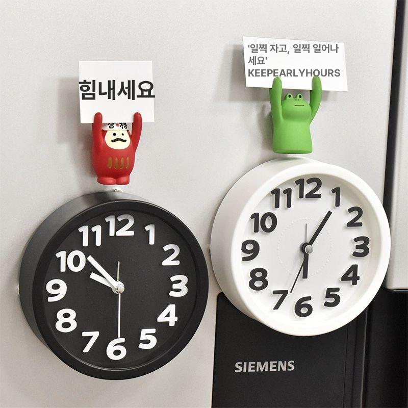 냉장고 자석 붙이는 빈티지 건전지 무소음 부엌용 타이머 손 들고 있는 작은 개구리 카드9장포함 중간 - 상세 이미지 2