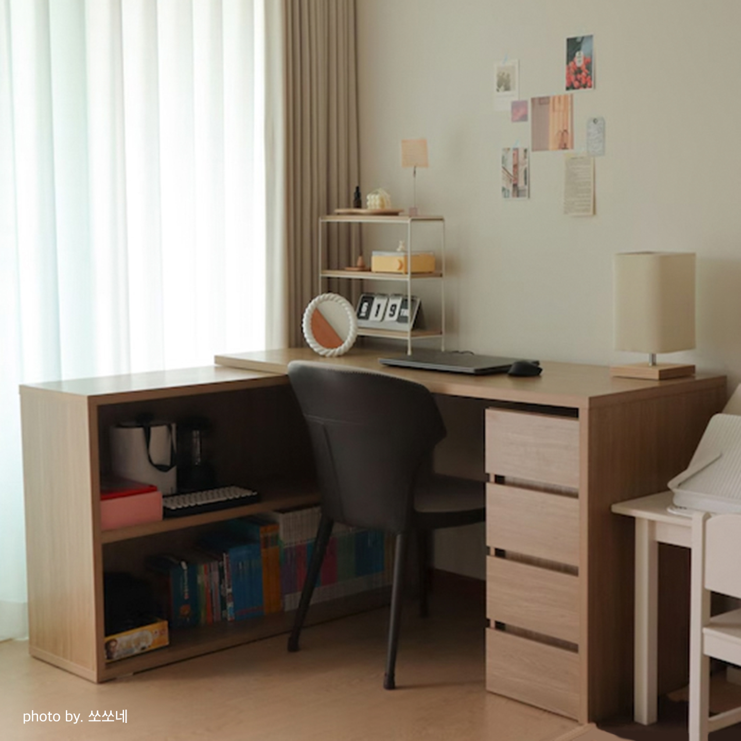 베스트리빙 아이비 ㄱ자 L형 코너형 책상 1600 와이드 데스크