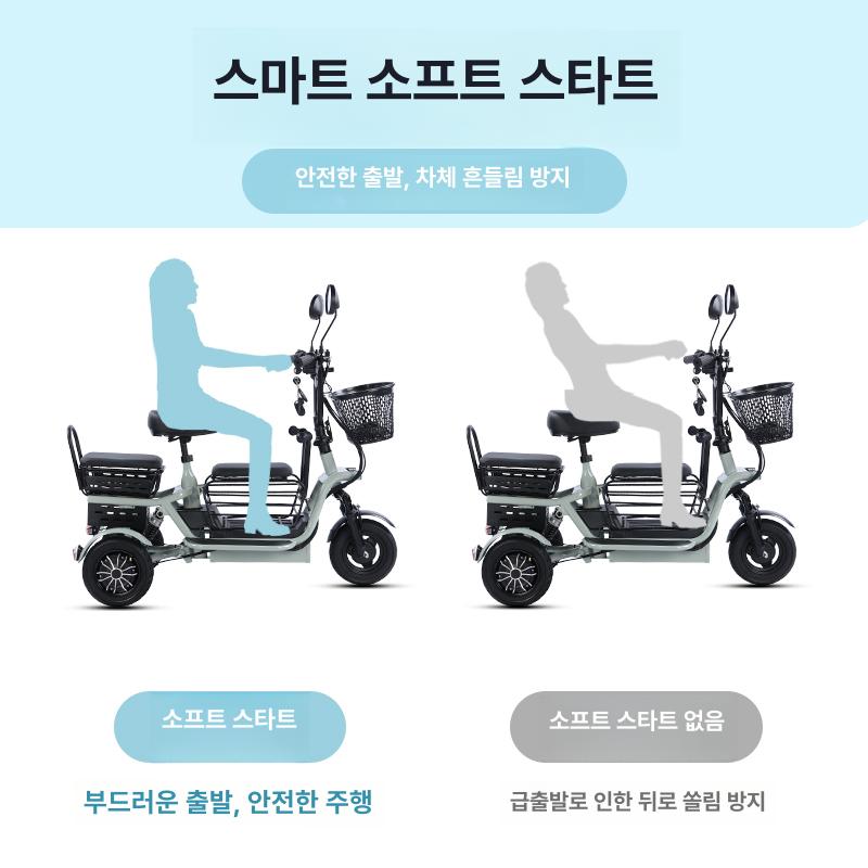 삼륜 운반차 대형 삼토바이 배달용 접이식 성인용 리튬 설치 불필요 400W 8A 30km 2인승 48v - 상세 이미지 4