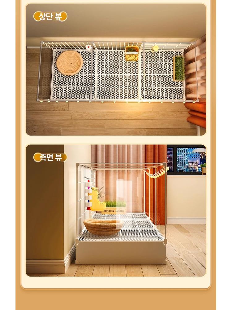 토끼 케이지 단일칸 울타리 투명 아크릴 야외용 토끼장 중형 높이 확장 72 x 35x52 4면 투명 - 상세 이미지 5