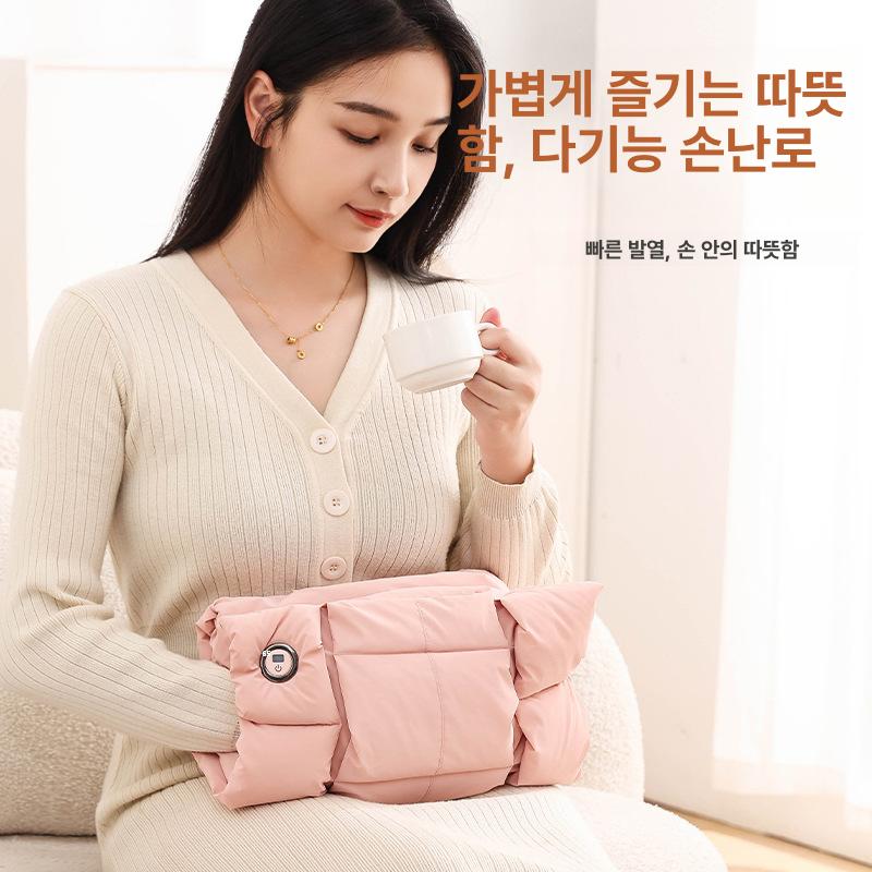 스마트 USB 무수 저압 방폭 그래핀 손난로 허리 등 따뜻한 가방 핑크 - 상세 이미지 4