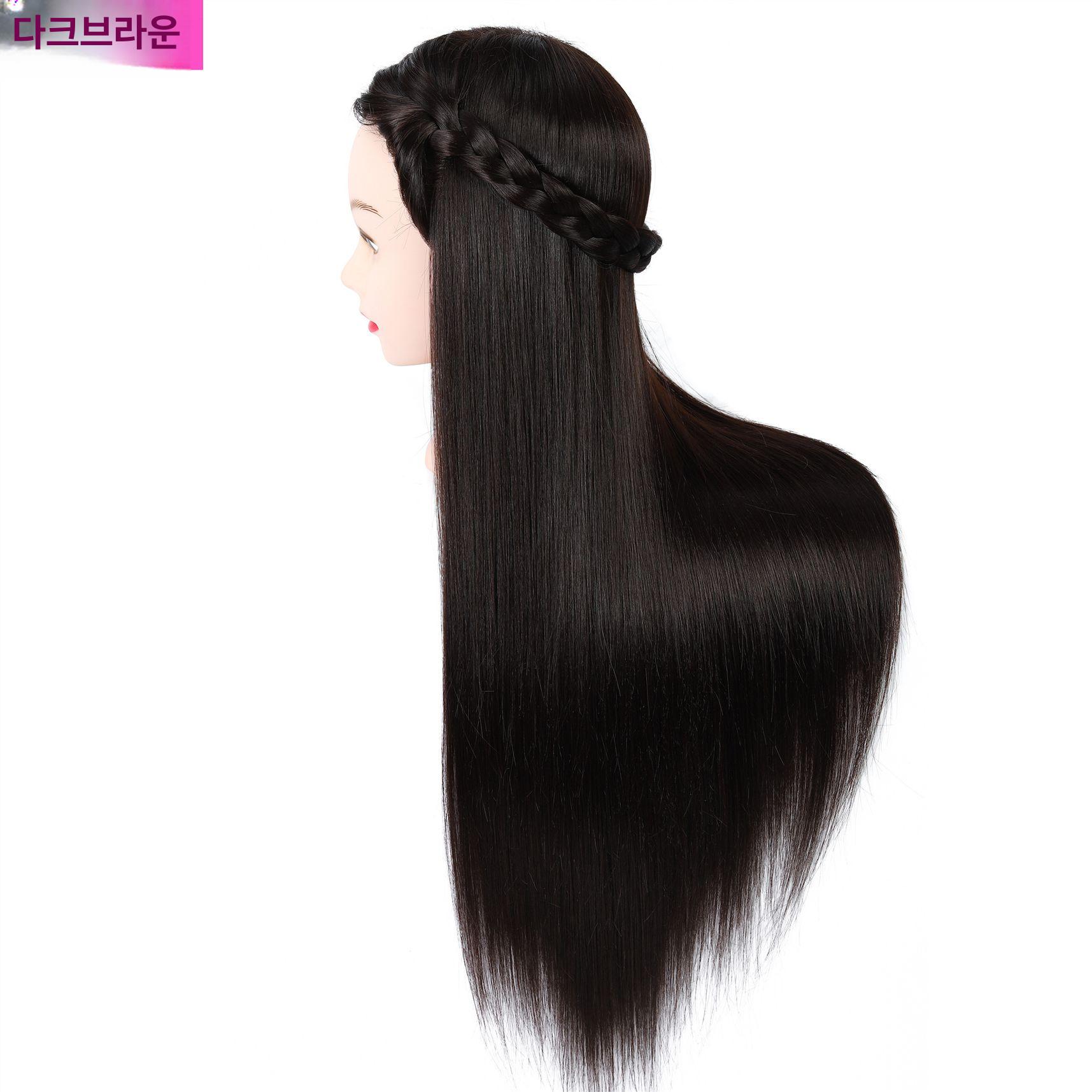 긴머리 인모 연습가발 헤어 연습 미용가발 연습용 컷트 블랙메이크업포함선물없음 - 상세 이미지 4