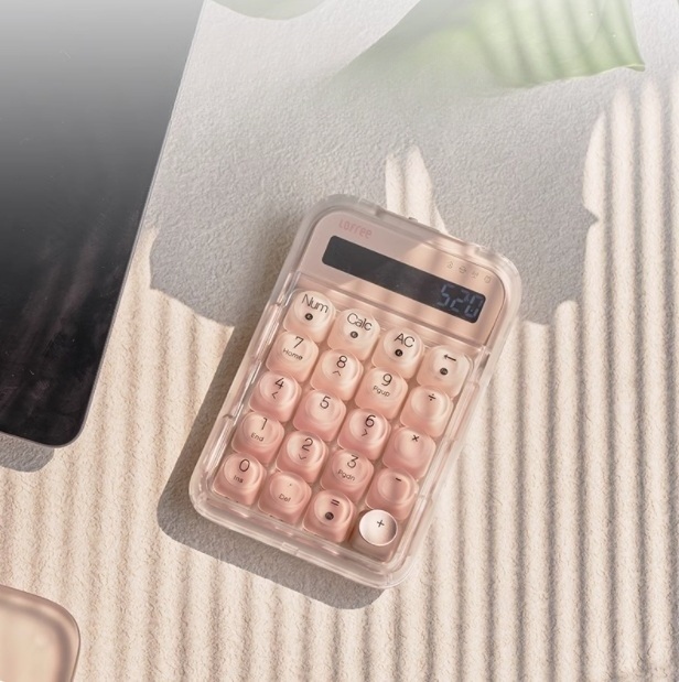 기계식 계산기 닷 파운데이션 투명 클리어 아크릴 귀여운 파스텔톤 휴대용 파운데이션 - 상품 이미지