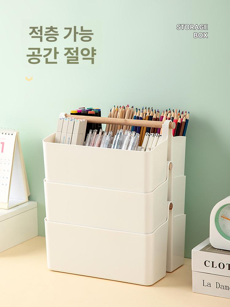 정리함 색연필정리함 연필통 펜꽂이 칸막이 수납박스 학교 대용량 8칸 문구함 핑크 1개 - 상세 이미지 2