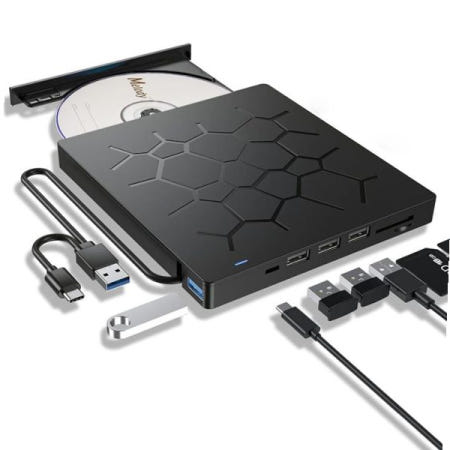 멀티허브 USB 3.0 A C타입 외장 ODD CD DVD롬 레코더 7in1 ED02