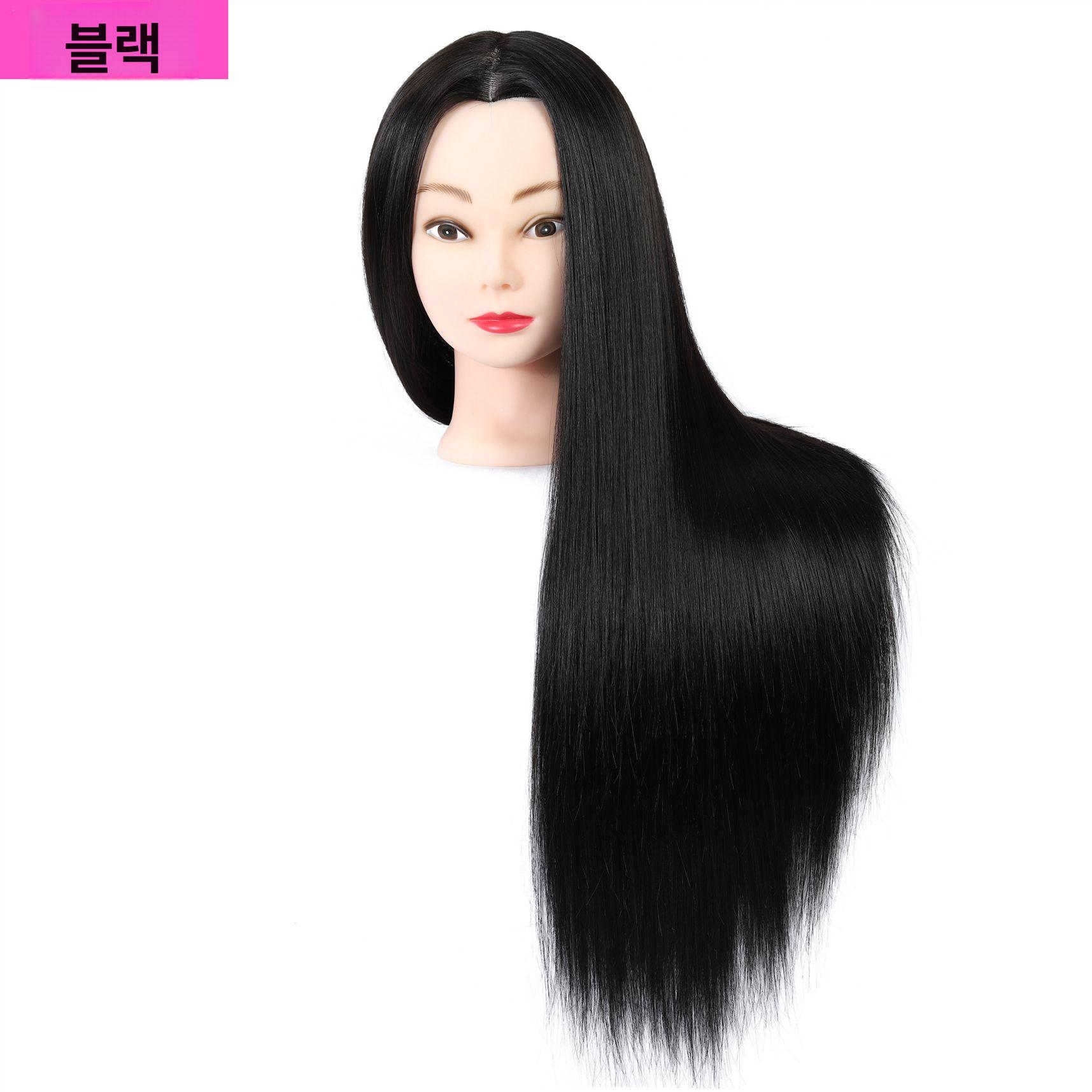 긴머리 인모 연습가발 헤어 연습 미용가발 연습용 컷트 블랙메이크업포함선물없음 - 상세 이미지 3