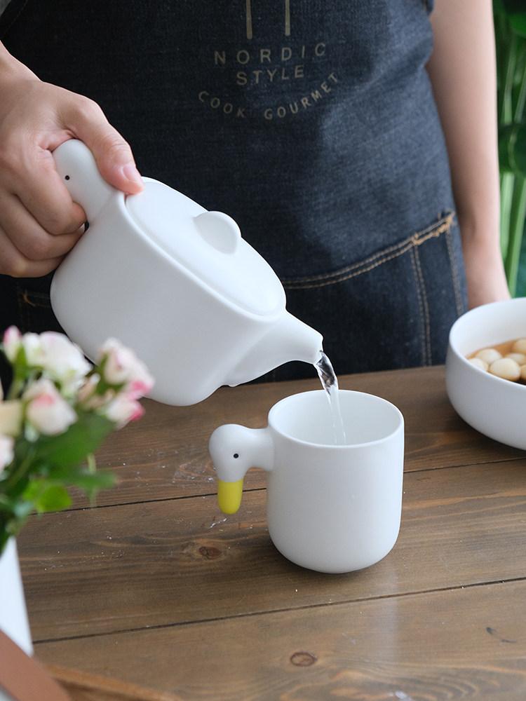 카페 머그컵 카페머그컵 홈카페 머그잔 답례품 커피잔 4인치 오리 세라믹 볼 270ml - 상세 이미지 2