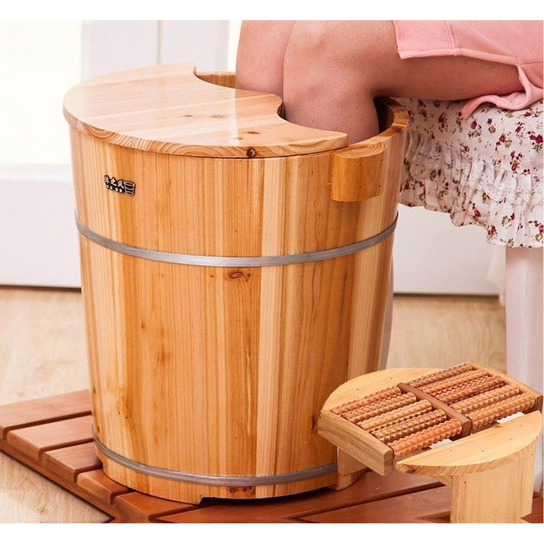 히노끼 족욕통 료칸 향기로운 30CM 세면 편백 편백나무 나무통 온천 바스켓 족욕 21 고목통 - 상품 이미지