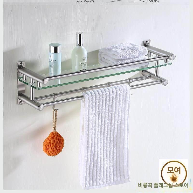 수건 거치대 코너 수납선반 타올 정리대 흡착식 싱글바 1칸 60cm - 상세 이미지 2