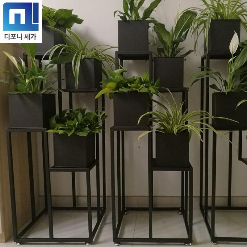 화분 진열대 다용도 난간 거치대 철제 발코니 선반 40 x 40 100cm 나무 화분 4개 포함 - 상세 이미지 5