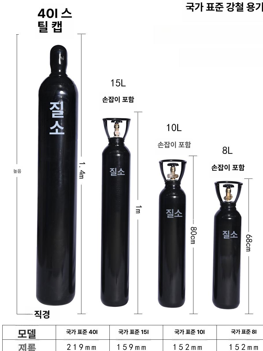 공업 실린더 공병 보관통 산소통 가능 용접 8L 가스통 공장 표준 아르곤 실린더 8L - 상세 이미지 2