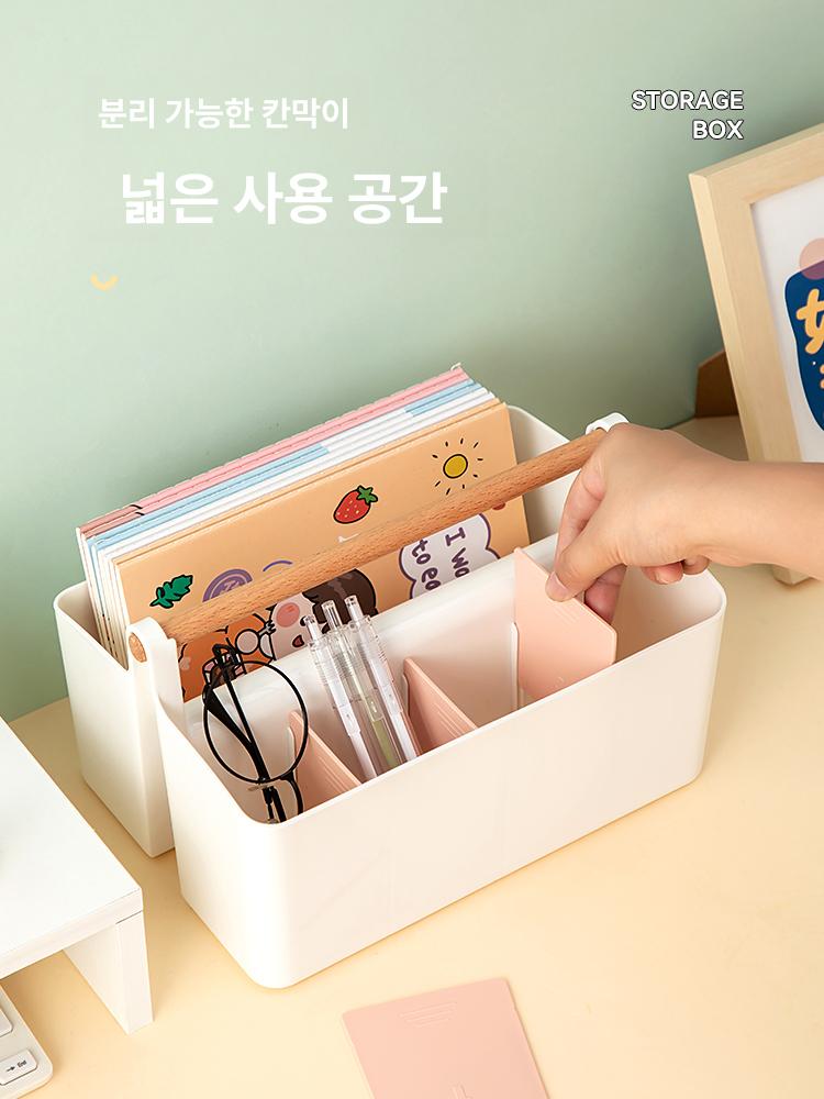 정리함 색연필정리함 연필통 펜꽂이 칸막이 수납박스 학교 대용량 8칸 문구함 핑크 1개 - 상세 이미지 4