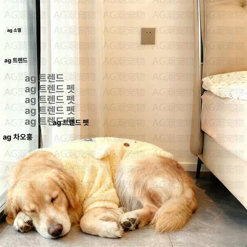 강아지 패딩 조끼 애견 중대형견 겨울옷 방한복 웰시코기 플란넬 3D 베어 자수 S - 상세 이미지 3
