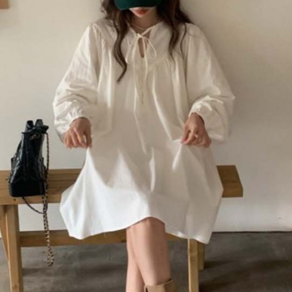 데일리 여성 원피스 로맨틱 퍼프 소매 원피스 하객룩 휴양지 여름 - 상품 이미지