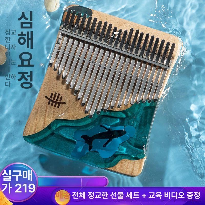 칼림바 손가락 하드케이스 음비라 입문용 엄지피아노 튜닝 고급형 경사형 17음 풀세트 + 픽업 + - 상세 이미지 2
