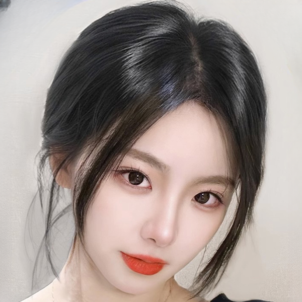 원터치 여성 부분 가발 헤어라인 여자 앞머리 가발 데일리 고열사 - 상품 이미지