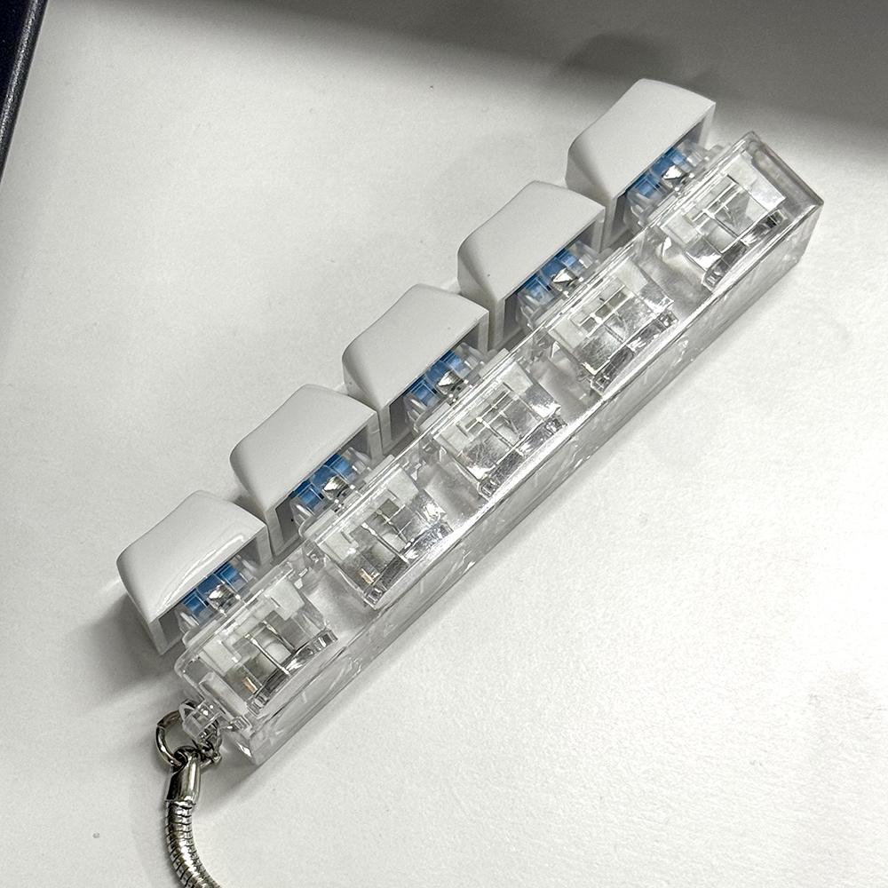 5구 LED 키캡 키링 화이트 열쇠고리 가방 청축 커스텀 키홀더 일자형 - 상세 이미지 3