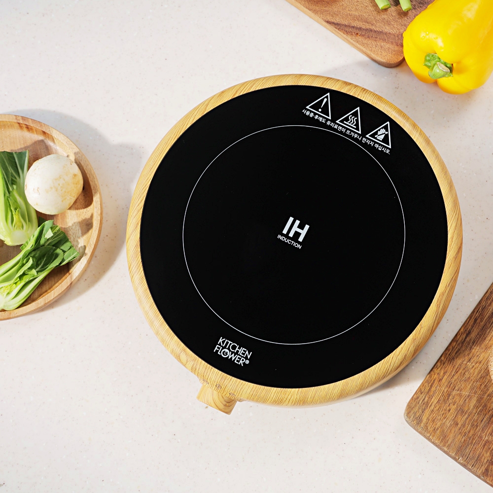 키친플라워 원형 인덕션 우드 국내산 후라이팬 1인 휴대용인덕션