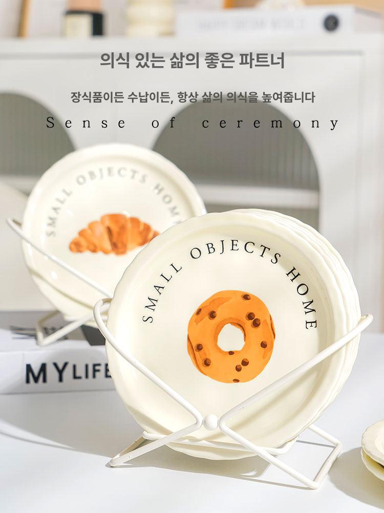 크로와상 도넛 앞접시 디저트 원형 6P세트 세라믹 불혼 - 상세 이미지 4