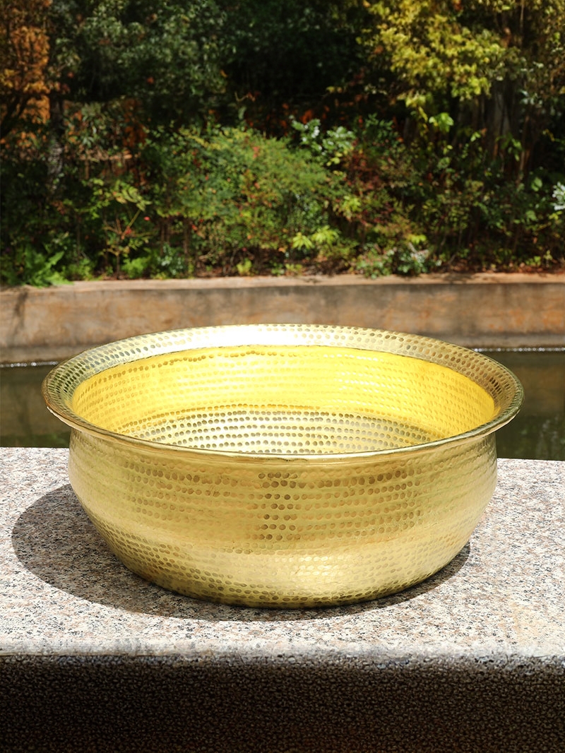 놋 대야 가정용 골동품 중형 결혼식 구리 앤티크 황동 39cm 원형 배 - 상세 이미지 5