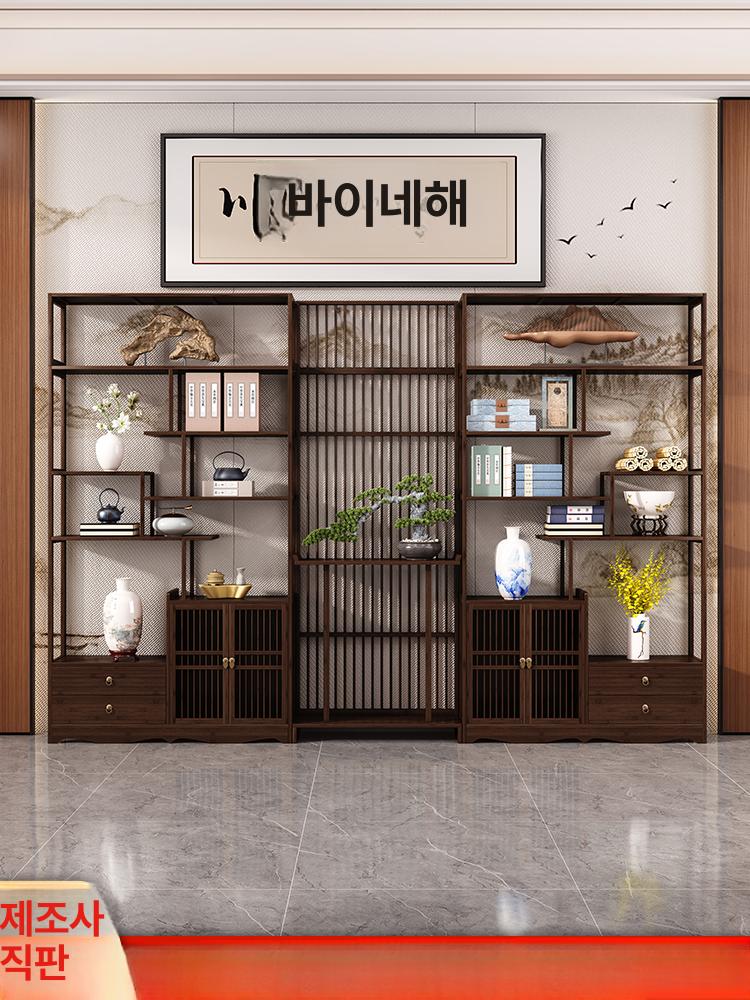 칸막이 파티션 호두색 양문 장식장 라이트럭셔리 그레이 앤티크랙 100 클라우드 조합 현관대 - 상세 이미지 2