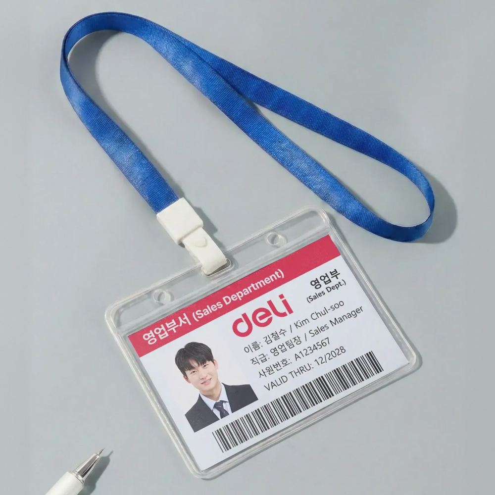 PVC 목걸이 이름표 명찰 목걸이줄 (가로형) 사원증 케이스 ID카드 - 상품 이미지