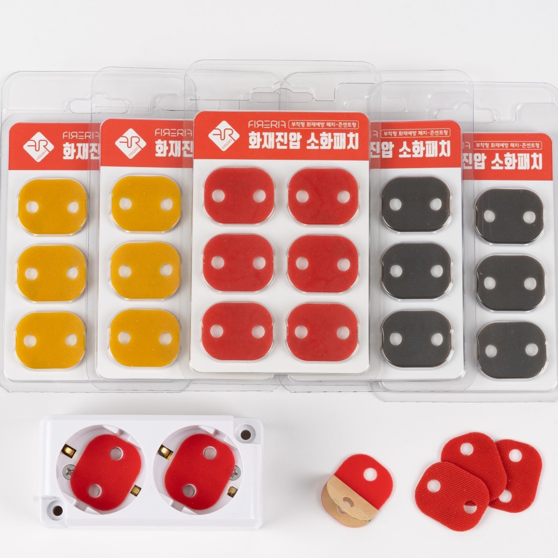 멀티탭 사용간편 부착형 자동 초기화재 진압 콘센트형 소화패치 파이어립 자동소화 안전콘센트 스티커 제품 이미지