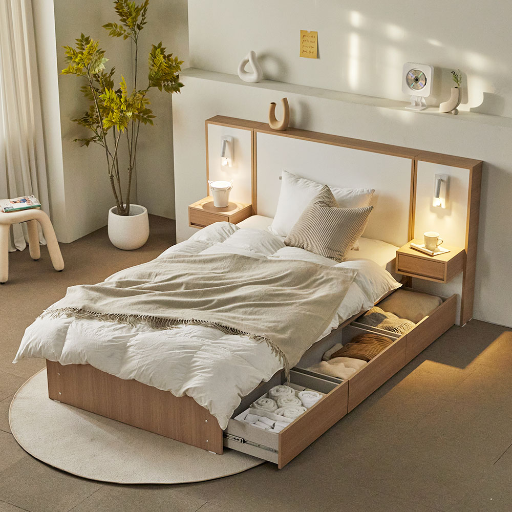 장인가구 밤비 호텔 통서랍 수납침대 프레임 D (높이 230)