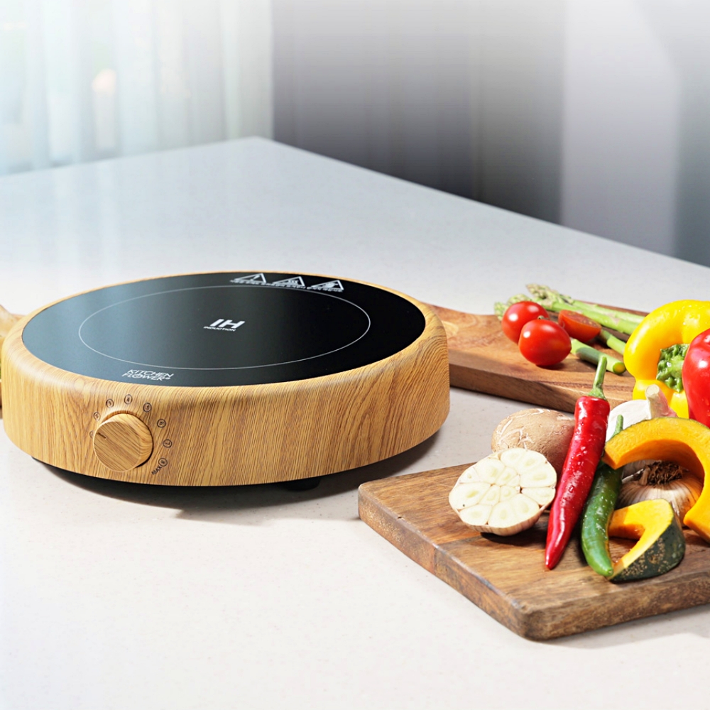 키친플라워 원형 인덕션 우드 국내산 후라이팬 1인 휴대용인덕션