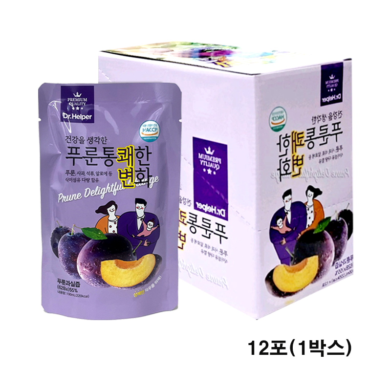 닥터헬퍼 푸룬 통쾌한변화 100ml x12개 푸룬과실즙 식이섬유 장청소 약국판매 - 상품 이미지