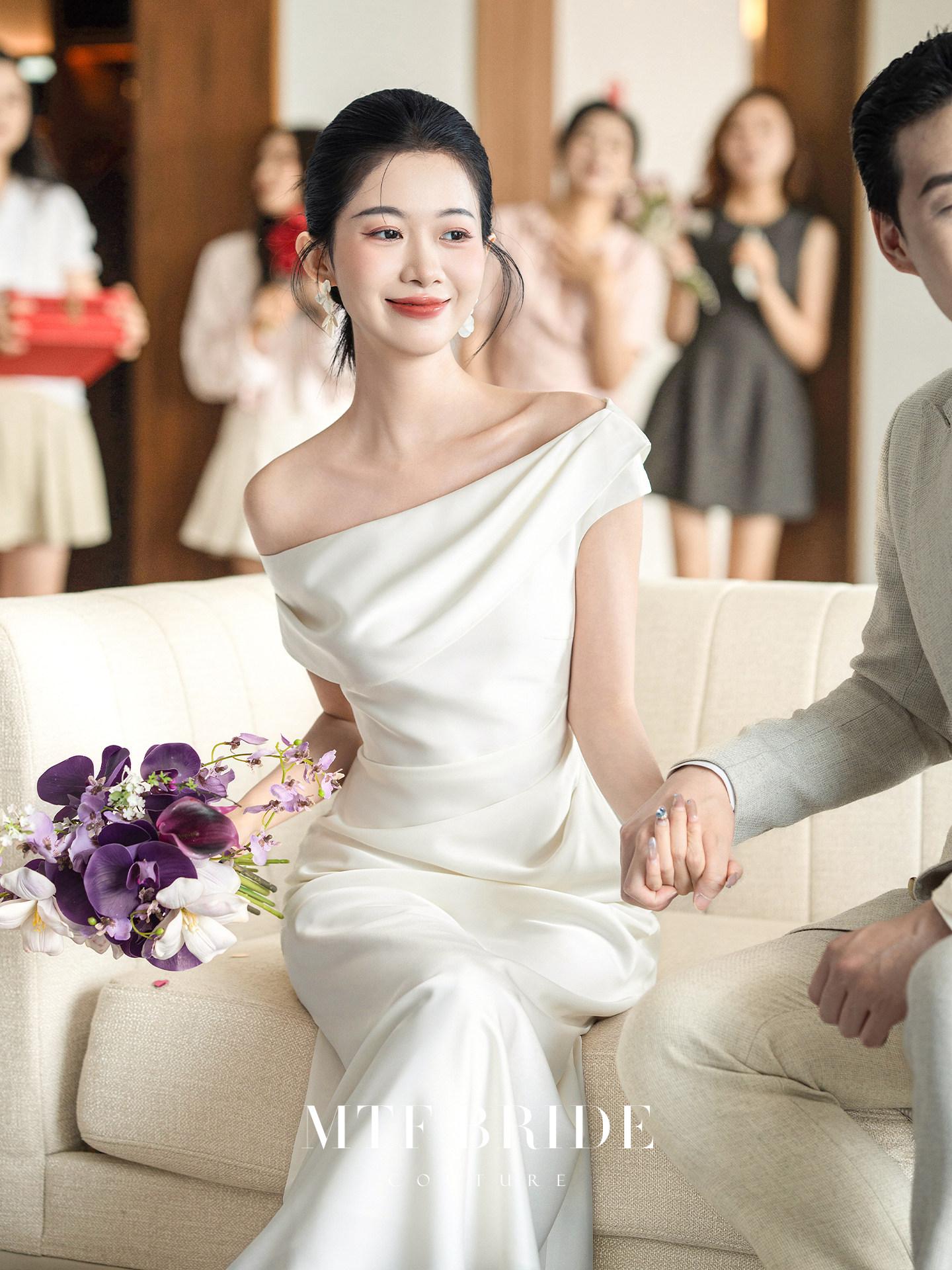 민소매 롱드레스 하객룩 스몰웨딩 드레스 피로연 셀프웨딩 화이트 A s - 상세 이미지 3