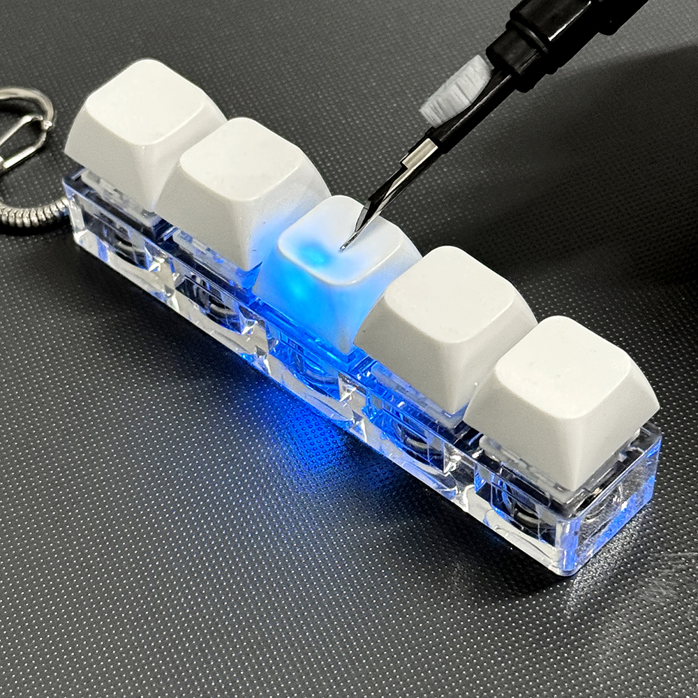 5구 LED 키캡 키링 화이트 열쇠고리 가방 청축 커스텀 키홀더 일자형 - 상세 이미지 5