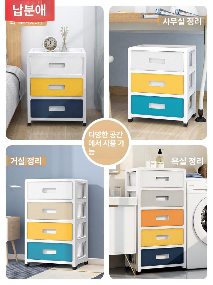 옷수납장 플라스틱 서랍 다용도 와이드 간이 조립식 광폭 35cm 모던 5단 3칸 - 상세 이미지 2
