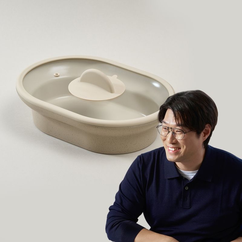 데켓 주물 IH 오발쿡플레이트 31cm+유리뚜껑+손잡이세트 제품 이미지