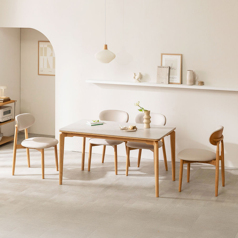 장인가구 해롤드 포세린 세라믹 다이닝 사각 4인 식탁 테이블 1400