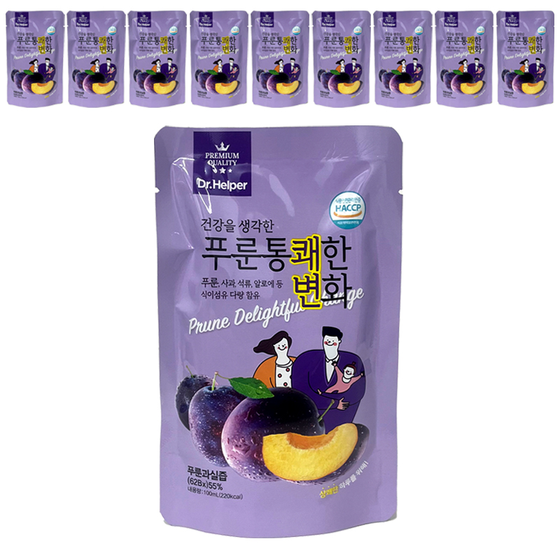 닥터헬퍼 푸룬 통쾌한변화 100ml x10개 푸룬과실즙 식이섬유 장청소 약국판매 - 상품 이미지