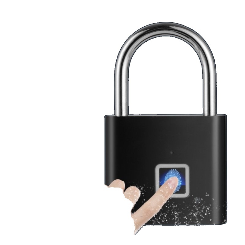 스마트 지문 자물쇠 잠금 잠금장치 스마트락 보안 도난 방수 캐비닛 충전식 지문인식 블랙 Micro USB 10지문 - 상품 이미지