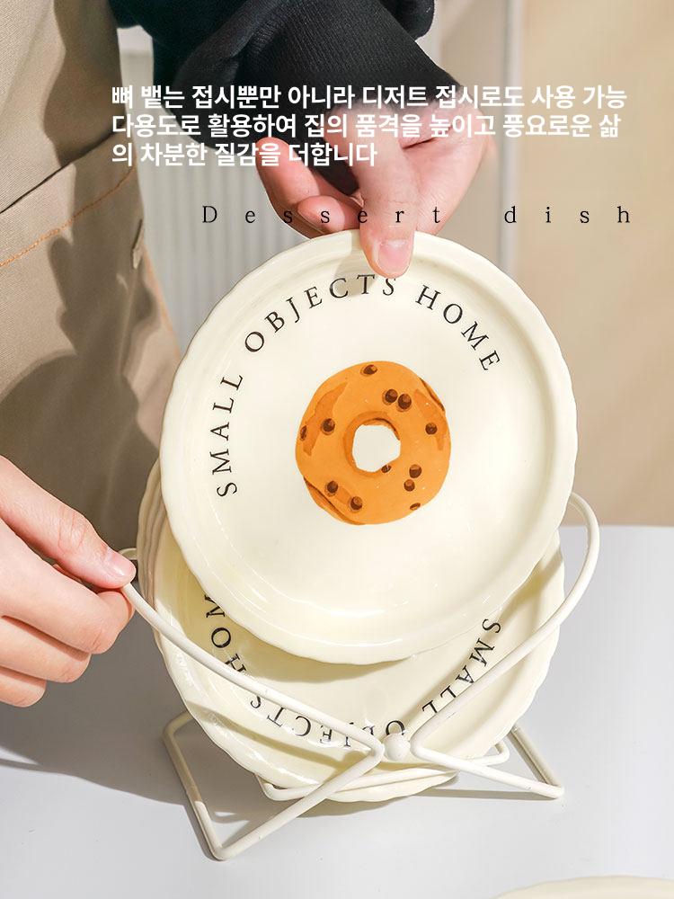 크로와상 도넛 앞접시 디저트 원형 6P세트 세라믹 불혼 - 상세 이미지 3